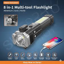 Versatile High Power Led Flashlight Focus Light Power Bank and Window Hammer