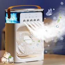 Portable Air Conditioner Fan Usb Electric Fan With Led Night Light, Fine Mist Water, And Humidifier Function | Led Night Light Water Mist Mini Fan Cooler