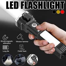 Versatile High Power Led Flashlight Focus Light Power Bank and Window Hammer