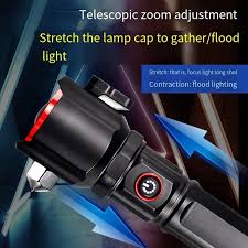 Versatile High Power Led Flashlight Focus Light Power Bank and Window Hammer