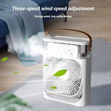 Portable Air Conditioner Fan Usb Electric Fan With Led Night Light, Fine Mist Water, And Humidifier Function | Led Night Light Water Mist Mini Fan Cooler